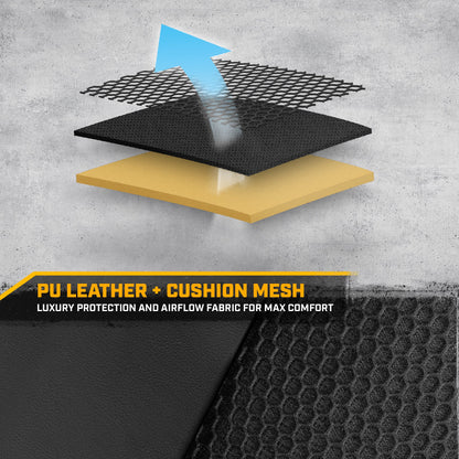 CAT PU Leather Rear Bench Seat Cover – Black, 60/40 Split Fit for Cars, Trucks, SUVs – Waterproof, Scratch-Resistant, Semi-Universal Fit Rear
