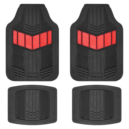 MotorTrend 4-Piece DualFlex Deep Drainage Channels Front Floor Mats and Rear Front Floor Mats - Heavy Duty, All Weather, Trim to Fit