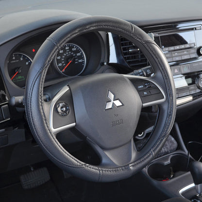 BDK Faux Leather Ergonomic Grip Steering Wheel Cover (Fits 14.5" - 15.5")