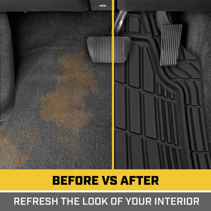CAT 3-Piece ToughRide Rubber Front Floor Mats and Rear Floor Mats - Heavy Duty, All Weather, Trim to Fit