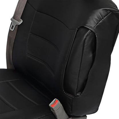 BDK 2-Pack Premium Faux Leather Front Seat Covers with Integrated Seatbelt and Armrest Covers