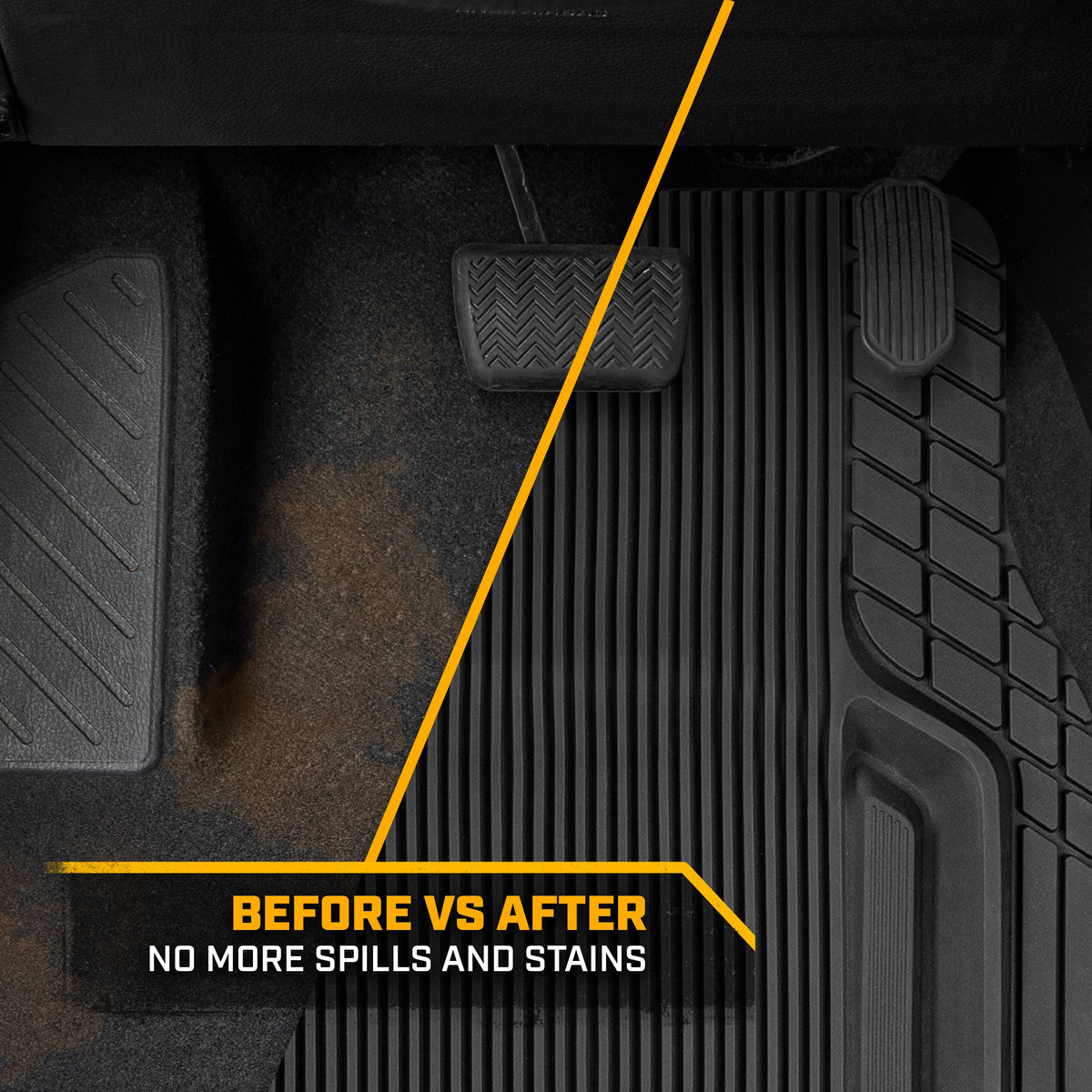 Cat® ToughLiner™ Universal Car Floor Mats for Truck SUV Sedan - Heavy Duty Trim to Fit All Weather Protection - Flexible Rubber Floor Liners