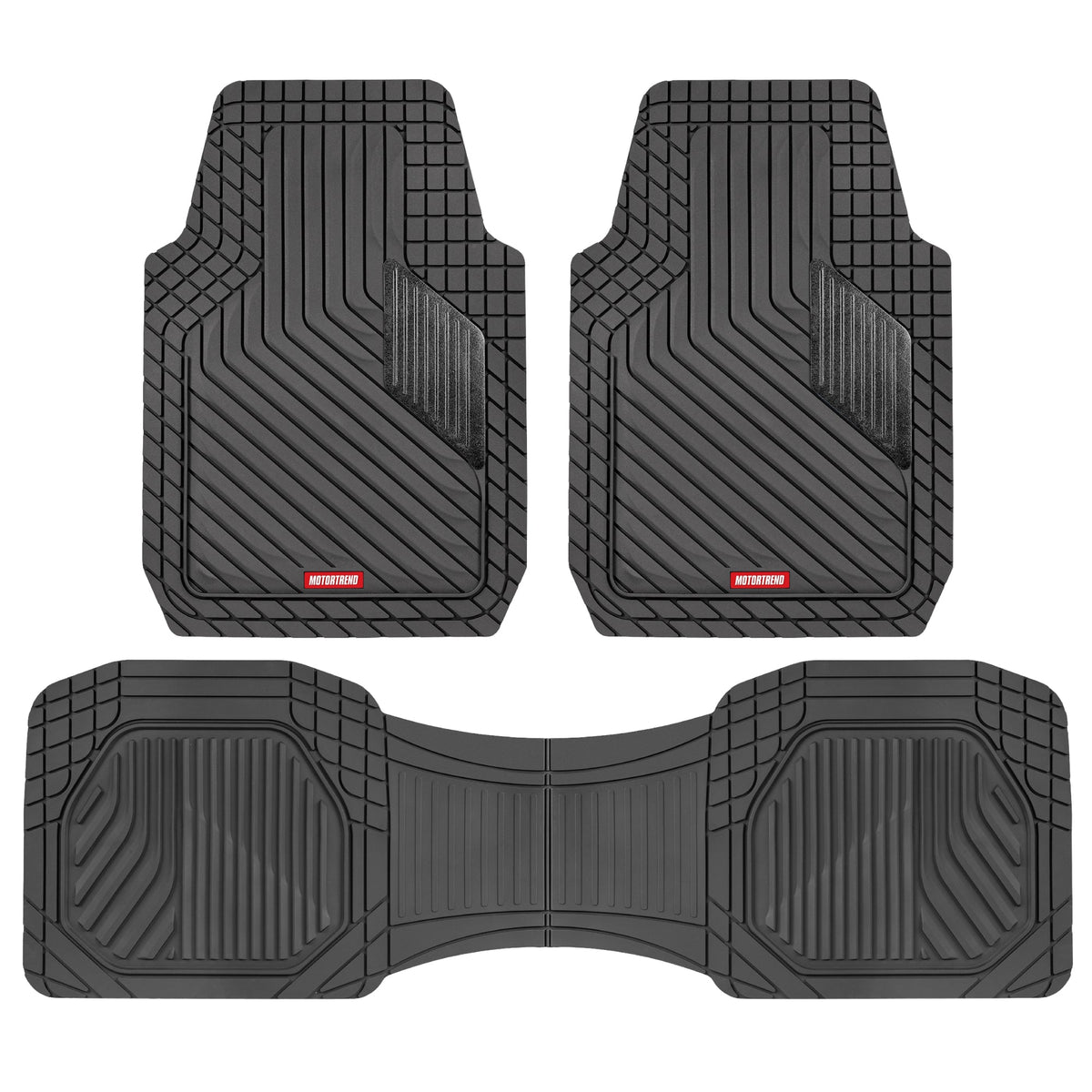 Motor Trend MetallicGuard Car Floor Mats Full Set - Durable Rubber Floor Mats with Black Metallic Heel Pad, All-Weather Interior Protection for
