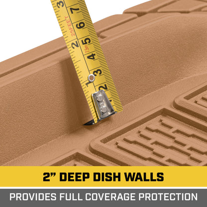 CAT 3-Piece Deep Dish Front Floor Mats and Rear Floor Mats - Heavy Duty, All Weather, Trim to Fit