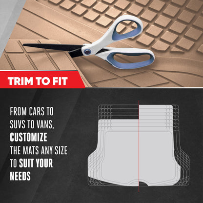 MotorTrend FlexTough Square Groove Trunk/Cargo Liner Mat - Heavy Duty, All Weather, Trim to Fit (54" x 37")