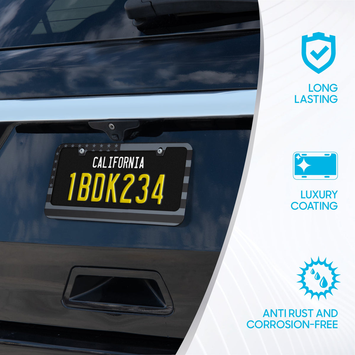 BDK Heavy Duty Rust-Proof Stainless-Steel Metal Plated License Plate Frame Universal Size for Car Truck SUV