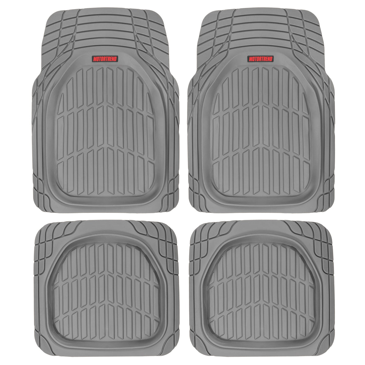 MotorTrend 4-Piece FlexTough Tortoise Front Floor Mats and Rear Floor Mats - Gray