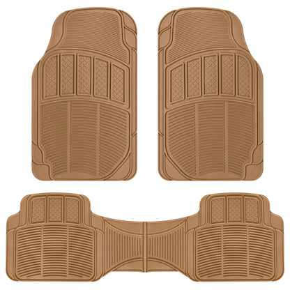 BDK 3-Piece Square Heel Pads Front Floor Mats and Rear Floor Mats - Heavy Duty, All Weather, Trim to Fit