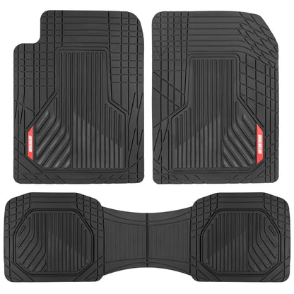 MotorTrend 3-Piece Raised Ridge Multi-Channel Front Floor Mats and Rear Floor Mat - Heavy Duty, All Weather, Trim to Fit