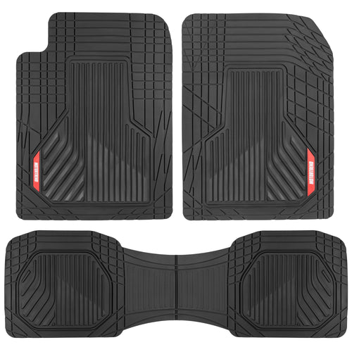 MotorTrend 3-Piece Raised Ridge Multi-Channel Front Floor Mats and Rear Floor Mat - Heavy Duty, All Weather, Trim to Fit