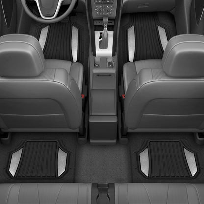 MotorTrend 4-Piece Shield Two-Tone Gloss Front Floor Mats and Rear Floor Mats - Heavy Duty, All Weather, Trim to Fit