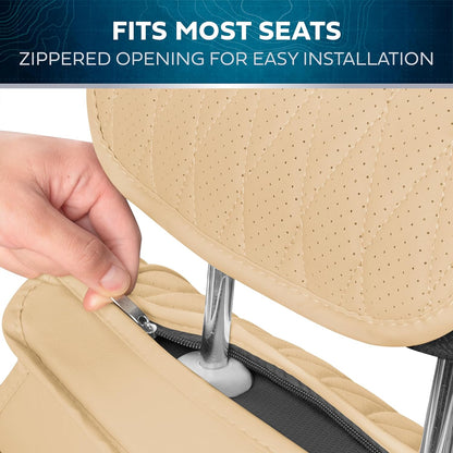 Car Seat Covers - DiamondLux Edition Premium Faux Leather Seat Protectors - Double Cross Stitched Cushioned Automotive Accessories for Trucks