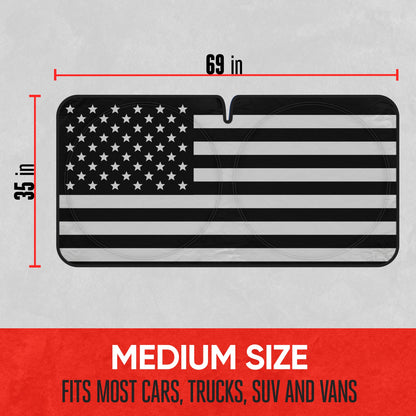 MotorTrend USA Black American Flag Front Windshield Sunshade - Large (69" x 35")
