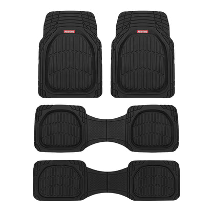 MotorTrend 4-Piece 3-Rows FlexTough Deep Dish Front Floor Mats, Middle Floor Mats, and Rear Floor Mat