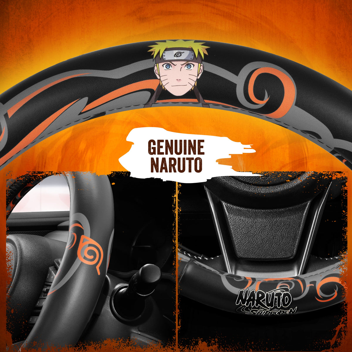 Naruto Shippuden Car Steering Wheel Cover, 15 Inch Anime Steering Wheel Cover, Cushioned Soft Comfortable Cover Anime Car Accessories for Men
