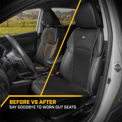 Caterpillar AeroMesh Black Seat Covers for Trucks, Car, & SUV - Front Truck Seat Cover Protector - Breathable Mesh Universal Fit Car Seat Covers