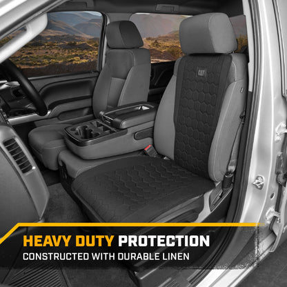 CAT Hex Linen Front Seat Covers - Heavy Duty - Black