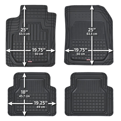 MotorTrend 4-Piece FlexTough Deep Dish Hybrid Groove Front Floor Mats and Rear Floor Mats - Heavy Duty, All Weather, Trim to Fit