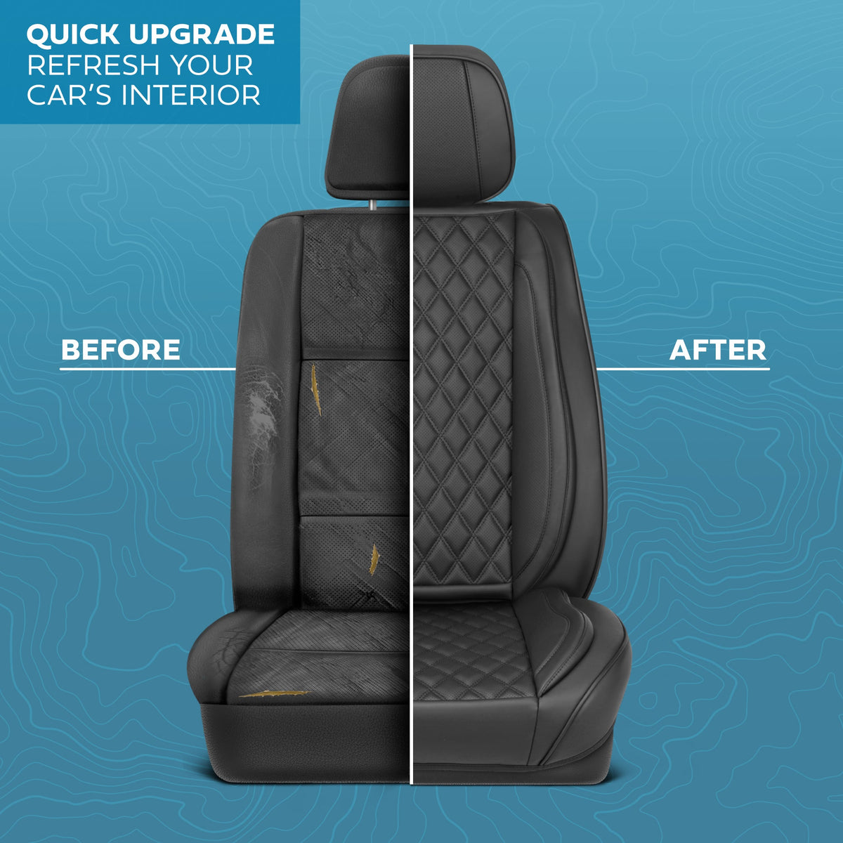 MotorBox Elite Edition Faux Leather Seat Covers for Cars, Trucks, & SUV - 2 Black Car Seat Covers for Front Seats - Universal Fit Car Accessories