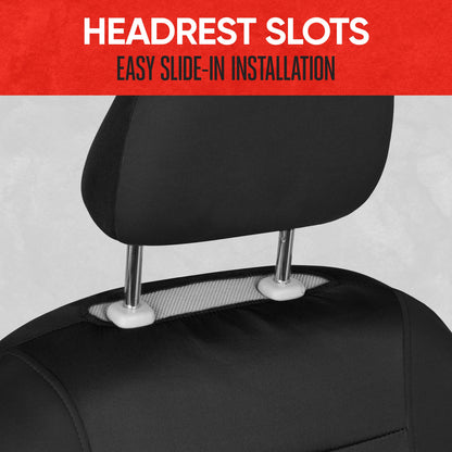 Motor Trend Black Cloth Car Seat Covers for Front Seats – Premium Automotive Bucket Seat Covers, Made for Vehicles with Removable Headrests