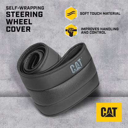 CAT EasyWrap Faux Leather Steering Wheel Cover (Fits 14.5" - 15.5")
