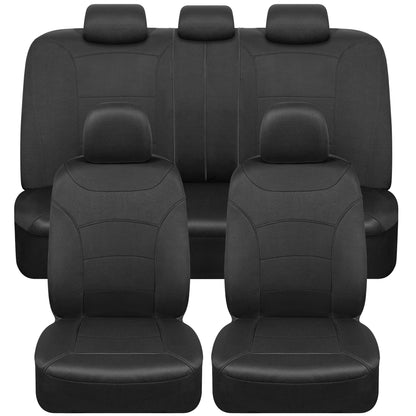 BDK Two-Tone Turismo Front Car Seat Covers and Split Rear Seat Seat Covers - Black/Black
