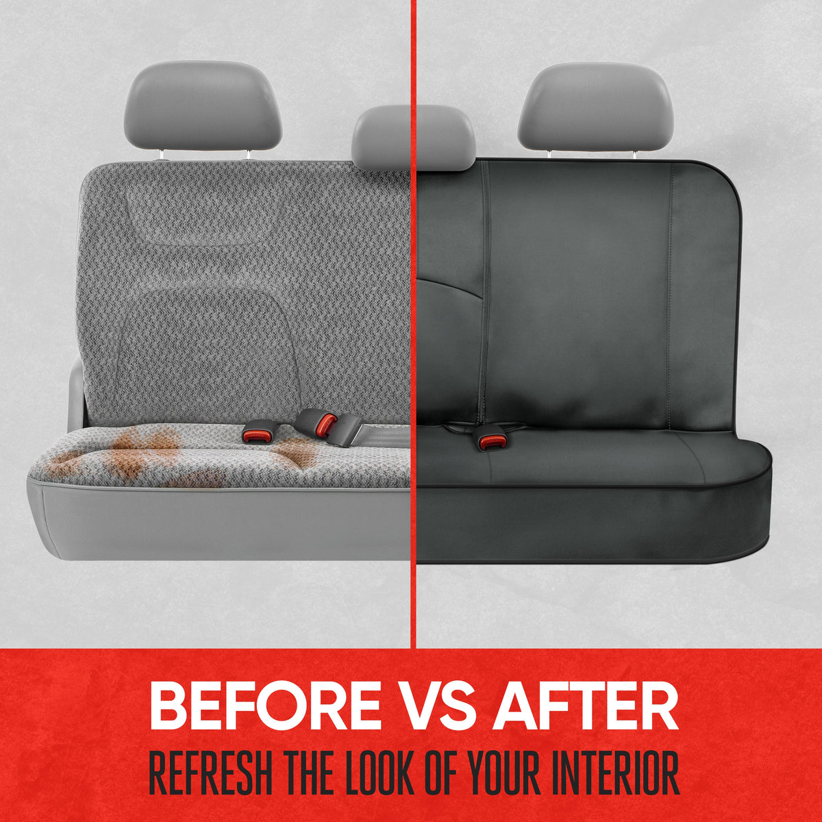 Motor Trend SpillGuard Waterproof Rear Bench Car Seat Cover, All Charcoal Stitching – Split Bench Rear Seat Protector with Neoprene Padding, Back