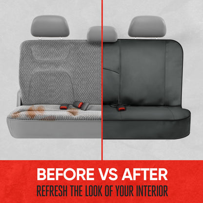 Motor Trend SpillGuard Waterproof Rear Bench Car Seat Cover, All Charcoal Stitching – Split Bench Rear Seat Protector with Neoprene Padding, Back