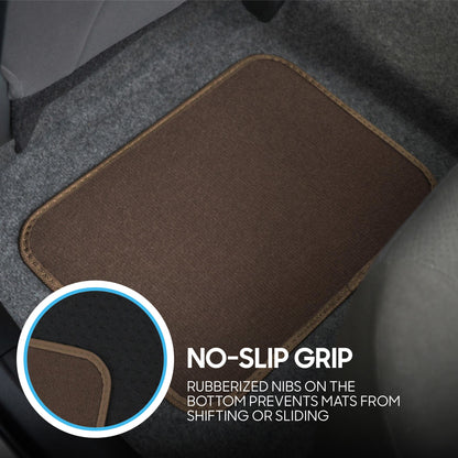 BDK 4-Piece Premium Carpet Non-Slip Heel Pad Front Floor Mats and Rear Floor Mats