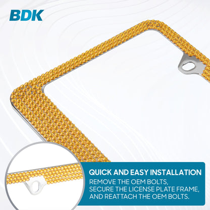 BDK Heavy Duty Rust-Proof Stainless-Steel Metal Plated License Plate Frame Universal Size for Car Truck SUV