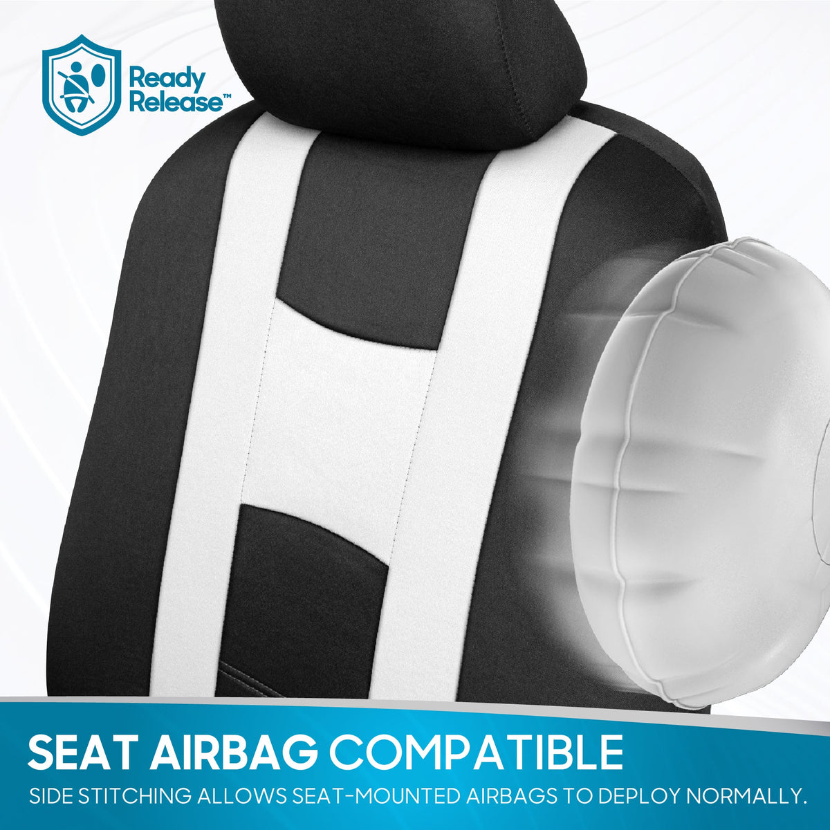 BDK 9-Piece Rome Sport Front Seat Covers and Rear Seat Covers - Black/White