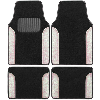 Carbella 4-Piece Sparkle Glitter Front Floor Mats and Rear Floor Mats