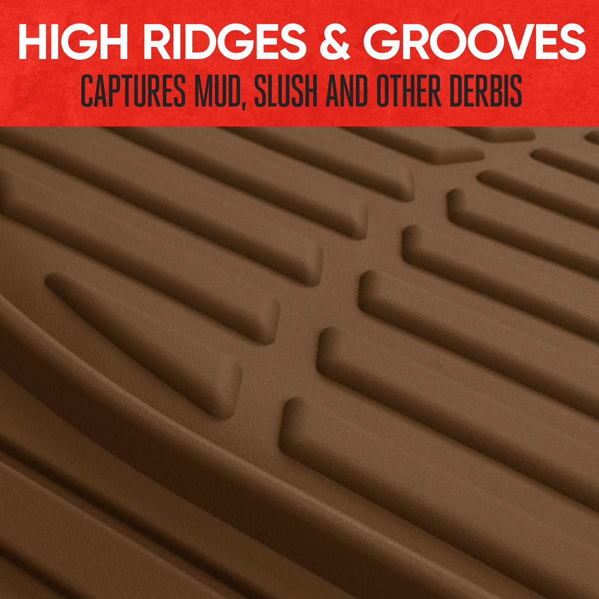 MotorTrend 3-Piece FlexTough Deep Dish Front Floor Mats and Rear Floor Mat - Heavy Duty, All Weather, Trim to Fit