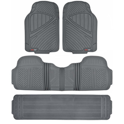 MotorTrend 4-Piece 3-Rows Extra-High Ridgeline Front Floor Mats, Middle Floor Mat, and Rear Floor Mat