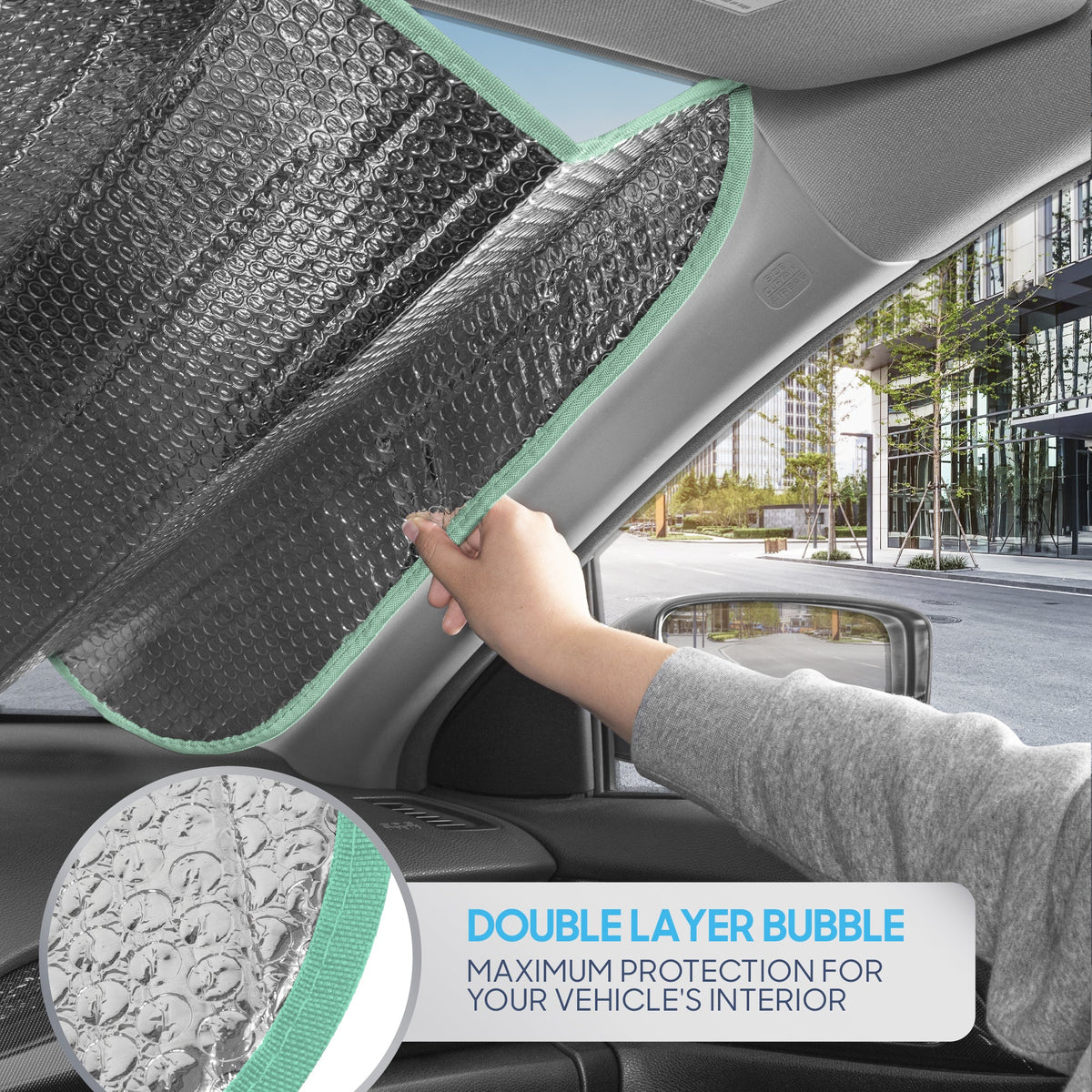 BDK Iridescent Mermaid, Hologram Foil, Chameleon Front Windshield Sun Shade, Double Bubble Accordion Folding Auto Sunshade for Car Truck SUV 58 x