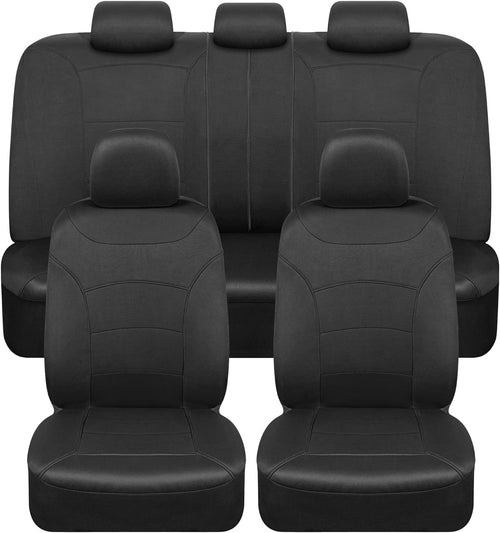 BDK carXS Turismo Car Seat Covers Full Set, Beige Two-Tone Front Seat Covers with Split Rear Bench Back Seat Cover, Automotive Seat Covers for