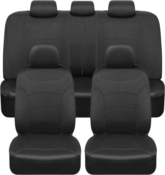 BDK carXS Turismo Car Seat Covers Full Set, Beige Two-Tone Front Seat Covers with Split Rear Bench Back Seat Cover, Automotive Seat Covers for