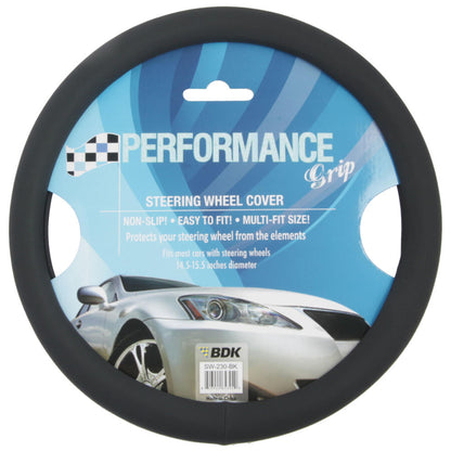 BDK Sporty Faux Leather Soft Grip Steering Wheel Cover (Fits 14.5" - 15.5")