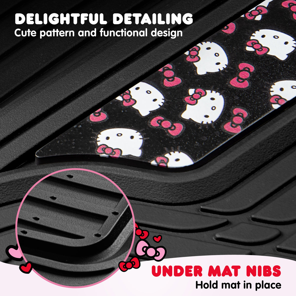 Hello Kitty Car Mats 4pc Floor Mats for Cars Trucks SUVs Kawaii Car Floor Mats for Women Men Accessories Rubber Heavy Duty Cute Non-Slip Always
