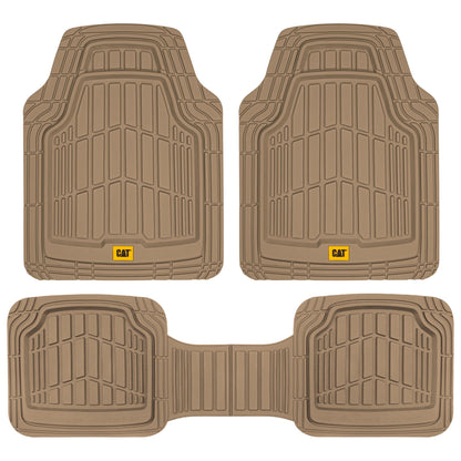 CAT 3-Piece ToughRide Rubber Front Floor Mats and Rear Floor Mats - Heavy Duty, All Weather, Trim to Fit