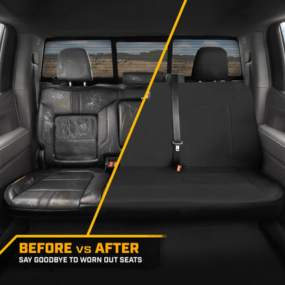 CAT Black Rear Seat Cover for Trucks, Cars & SUVs – Heavy-Duty Oxford Canvas – 60/40 Split Bench Protector – Durable Back Seat Cover for Work