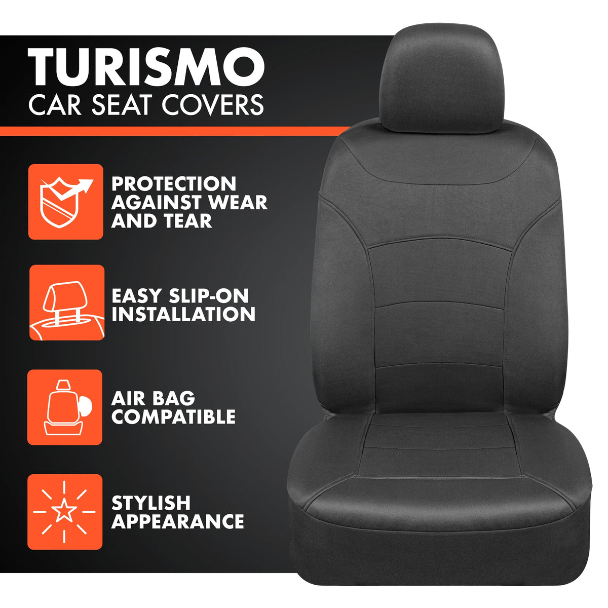 BDK carXS Turismo Car Seat Covers Full Set, Beige Two-Tone Front Seat Covers with Split Rear Bench Back Seat Cover, Automotive Seat Covers for