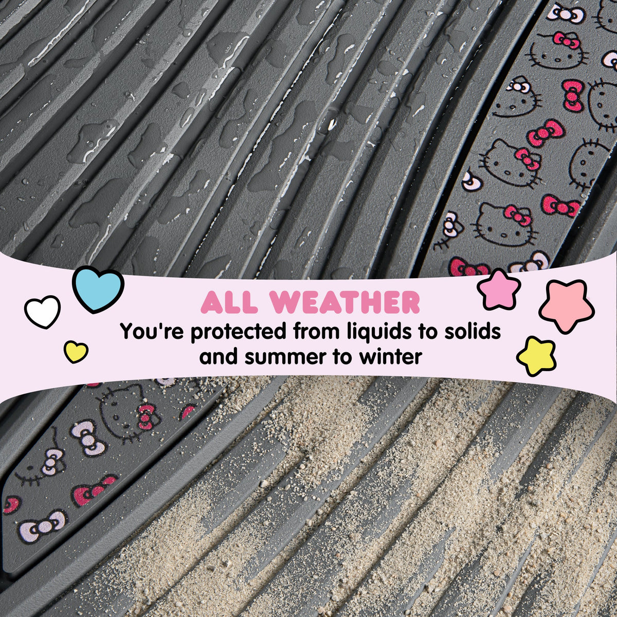 Hello Kitty Car Mats 4pc Floor Mats for Cars Trucks SUVs Kawaii Car Floor Mats for Women Men Accessories Rubber Heavy Duty Cute Non-Slip Always