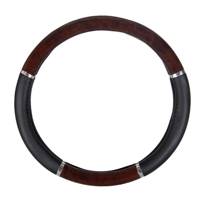 BDK Two-Tone Woodgrain Pattern Steering Wheel Cover (Fits 14.5" - 15.5")