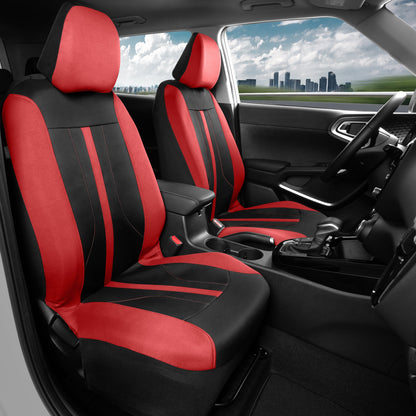 Motor Trend Red Cloth Car Seat Covers for Front Seats - Premium Automotive Bucket Seat Covers, Made for Vehicles with Removable Headrests