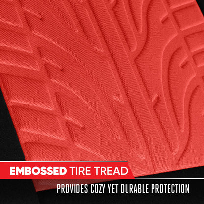 MotorTrend GrandPrix Tire Embossed Front Seat Covers and Rear Seat Covers - Red