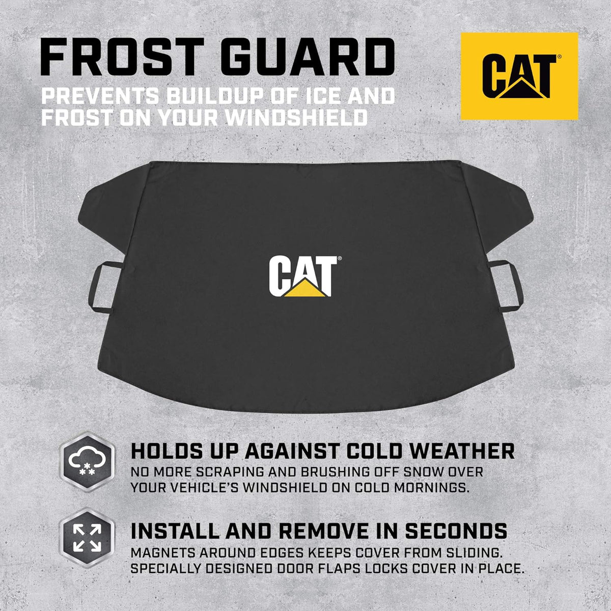 Cat® Windshield Snow Cover, Toughest Car Frost Protector for Ice & Sleet, Weatherproof for Winter, Includes Anti-Theft Straps, Freeze Protector