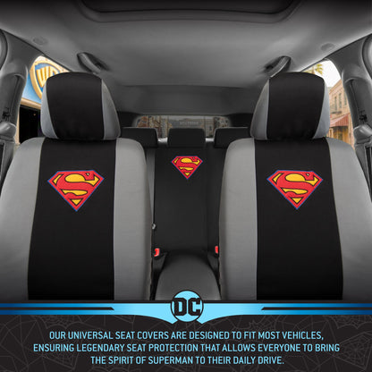 Warner Bros DC Comics 9-Piece Superman Logo PolyCloth Front Seat Covers and Rear Seat Covers