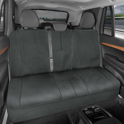 Motor Trend SpillGuard Waterproof Rear Bench Car Seat Cover, All Charcoal Stitching – Split Bench Rear Seat Protector with Neoprene Padding, Back