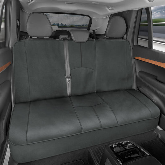 Motor Trend SpillGuard Waterproof Rear Bench Car Seat Cover, All Charcoal Stitching – Split Bench Rear Seat Protector with Neoprene Padding, Back